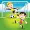 Children soccer goals illustrations.