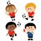 Children soccer players. Vector illustration