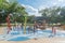 Children splash pad or spray ground Parr Park, Grapevine, Texas, USA