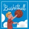 Children sport with parents, basketball. Vector calligraphy