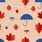 Children style pattern of cute autumn leaves drawing