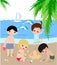 Children on the sunny beach.