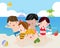 Children on the sunny beach