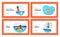 Children Swimming Landing Page Template Set. Girls and Boys Characters Joyfully Playing In Blue Pool, Jumping, Diving