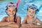 Children In Swimming Pool with Goggles & Snorkel