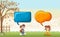 Children talking with speech bubbles