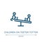 Children on teeter totter icon. Linear vector illustration from poi public places collection. Outline children on teeter totter