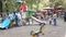 Children with their parents playing in the park