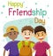 Children, three best friends. Friendship flat vector