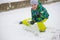 Children throwing snowballs