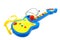 Children toy guitar with microphone on a white