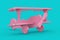 Children Toy Pink Plastic Biplane Airplane Mock Up Duotone. 3d Rendering
