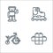 Children toys line icons. linear set. quality vector line set such as bricks, tricycle, roller skate