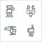 children toys line icons. linear set. quality vector line set such as walkie talkie, helicopter, slingshot
