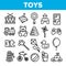 Children Toys Linear Vector Thin Icons Set