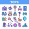 Children Toys Linear Vector Thin Icons Set