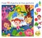 Children travel through jungle, tropical forest. Find 10 objects. Game activity for kids. Funny cartoon character