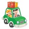 Children Travelling With A Funny Car