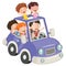 Children Travelling With A Funny Car