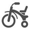 Children tricycle solid icon, kid toys concept, Baby Bike sign on white background, Kids bicycle icon in glyph style for