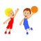 Children,two boys playing basketball
