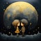 Children Under Moonlight in Whimsical Artwork