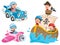 Children Using Car, Pirate Ship And Plane