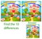 Children. The visual puzzle shows ten differences with  of candy land with waffle and cream castle lollipops and