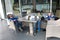 Children waiting food in outdoor cafe