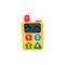 Children walkie-talkie or cell phone with colorful buttons and numbers. Concept of kids toy. Colorful portable radio