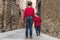 Children walking on their backs on the street