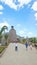 Children walking to the monument to the Middle of the World near of the city of Quito