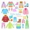 Children Winter Clothes and Accessories Collection with Jackets, Hats and Sweaters