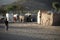 Children and women in a camp for displaced people fleeing the war in Yemen