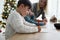 Children writing a letter to Santa Claus