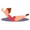 Childrenes sports gymnastics. The girl is lying in the boat pose