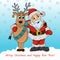 Childrens_1_illustration of Santa Claus hugging a Christmas deer