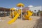 Childrens climbing frame and slide in tropical resort playground