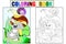 Childrens color and coloring cartoon animal friends in nature. Rabbit under a mushroom and snail