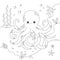 Childrens coloring book with octopus