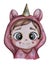 Childrens Day. Cute and funny baby in cozy pink kigurumi pajamas - unicorn. Watercolor hand drawing. Childrens