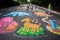 Childrens Drawing On The Asphalt With The Zoo With Different Animals. Generative AI