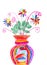 Childrens drawing of a colorful bouquet