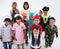 Childrens dressed in costumes of different professions