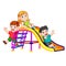 The childrens have fun play slide