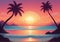 Childrens Illustration Of Serene Beach Sunset With Atmospheric Gradients Isolated Vector Style Illustration. Generative AI