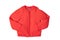 Childrens jacket for spring and autumn. Stylish red warm down jacket isolated on a white background. Child fashion.