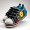 Childrens low top shoes. Kids fashionable sneakers made of felt. generative ai. Colorful baby shoes with velcro strap