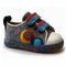 Childrens low top shoes. Kids fashionable sneakers made of felt. generative ai. Colorful baby shoes with velcro strap