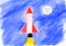 Childrens Painting - Rocket - Artwork